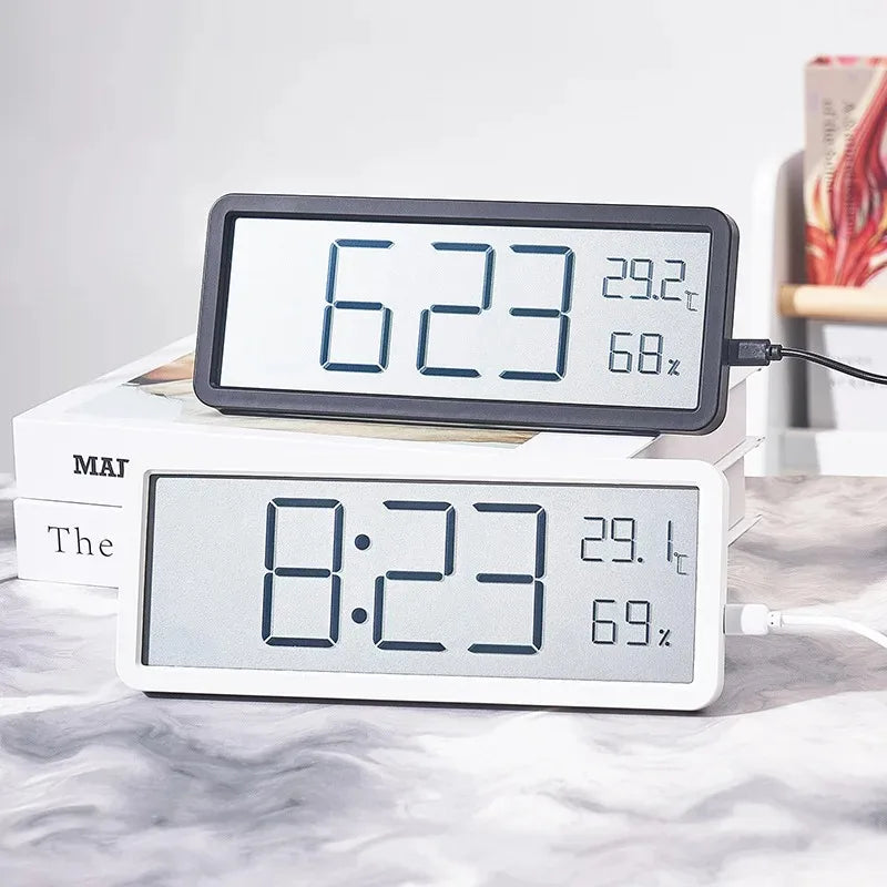 LCD Screen Digital Wall Clock Time Temperature Humidity Time Display Electronic Clock Desktop Digital Clock Battery Powered