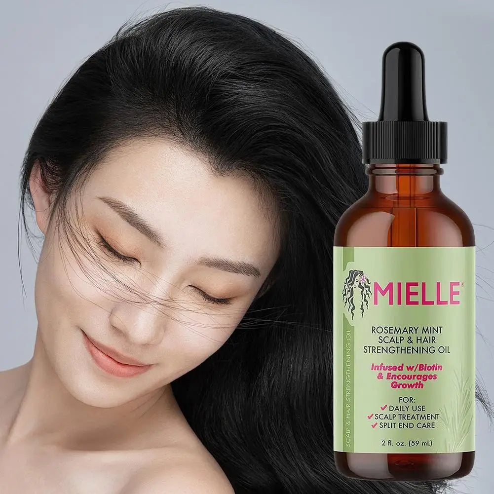 5pcs Rosemary Mint Scalp Hair Strengthening Oil Biotin Essential Oils Nourishing Treatment Split Ends Dry All Types